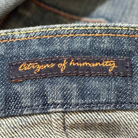 Citizens of Humanity Sophia Split Front Distressed Denim Knee Length Skirt - 6 - Picture 10 of 16